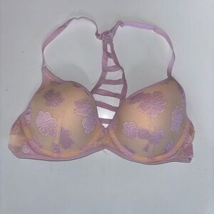 Victoria's Secret PINK: Purple Floral Lace Bra with Ladder Back